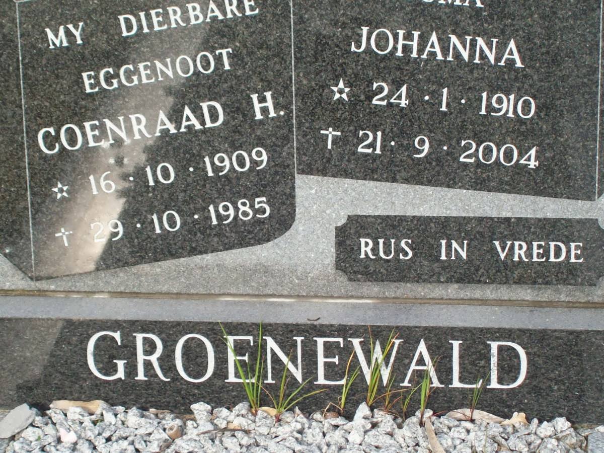 GROENEWALD Coenraad H. 1909-1985 &amp; Johanna 1910-2004