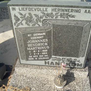 HANEKOM Johannes Hendrick Marthinus 1922-1984
