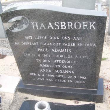 HAASBROEK Paul Adamus 1907-1973 &amp; Anna Susanna 1909-1982