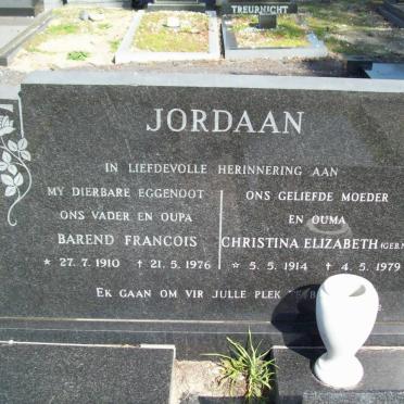 JORDAAN Barend Francois 1910-1976 &amp; Christina Elizabeth NOTHNAGEL 1914-1979