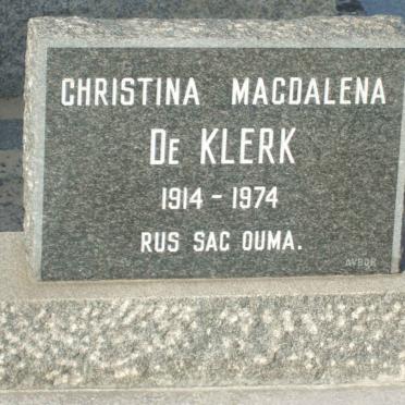 KLERK Christina Magdalena, de 1914-1974