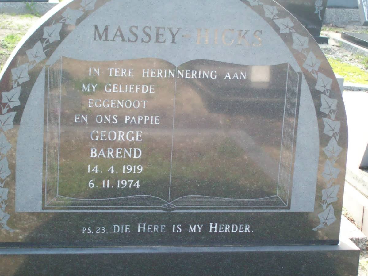 MASSEY-HICKS George Barend 1919-1974