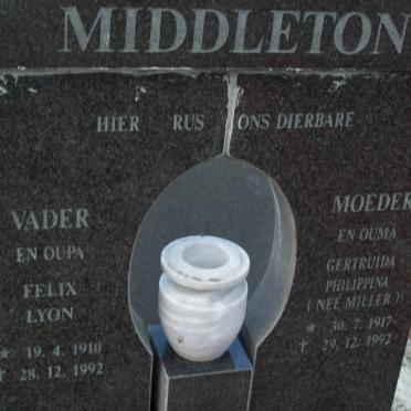 MIDDLETON Felix Lyon 1910-1992 &amp; Gertruida Philippina MILLER 1917-1992