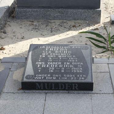 MULDER Frederick S. 1904-1996 &amp; Frieda BUHR 1919-1987