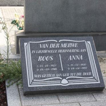 MERWE Koos, van der 1923-1996 &amp; Anna 1920-1997