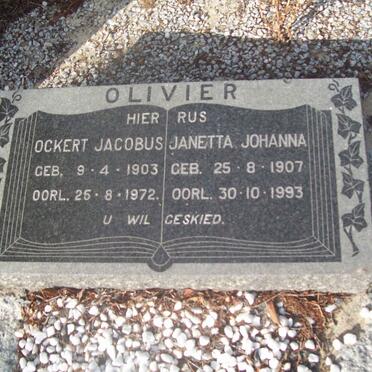 OLIVIER Ockert Jacobus 1903-1972 &amp; Janetta Johanna 1907-1993