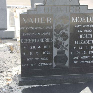 OLIVIER Ockert Andries 1911-1974 &amp; Hester Elizabeth 1918-2000