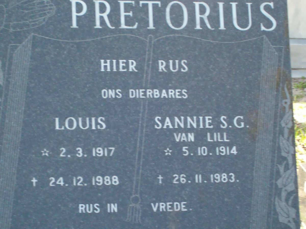 PRETORIUS Louis 1917-1988 &amp; Sannie S.G. VAN LILL 1914-1983