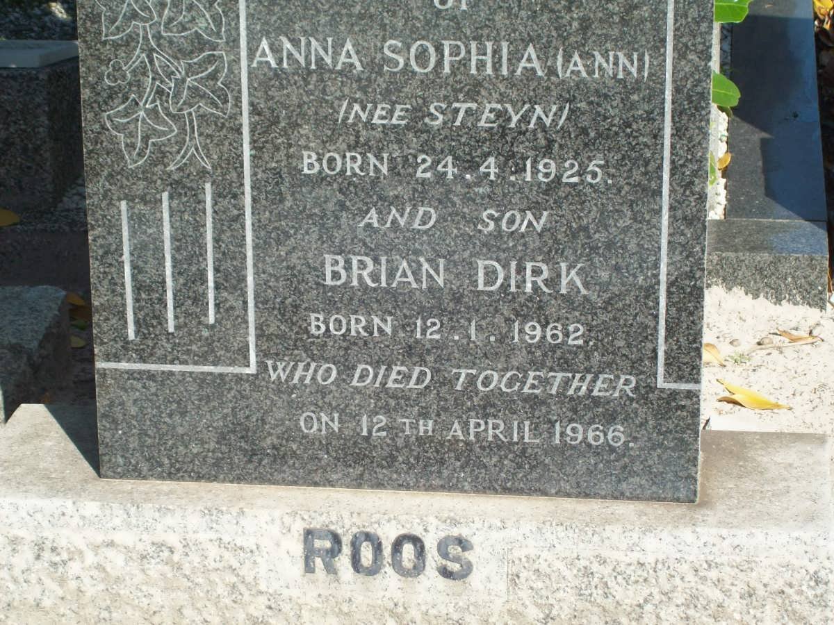 ROOS Anna Sophia nee STEYN 1925-1966 :: ROOS Brian Dirk 1962-1966