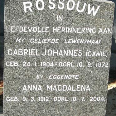 ROSSOUW Gabriel Johannes 1904-1972 &amp; Anna Magdalena 1912-2004
