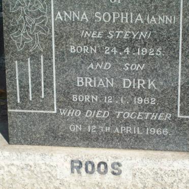 ROOS Anna Sophia nee STEYN 1925-1966 :: ROOS Brian Dirk 1962-1966