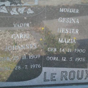 ROUX Carel Johannes, le 1909-1976 &amp; Gesina Hester Maria 1900-1976