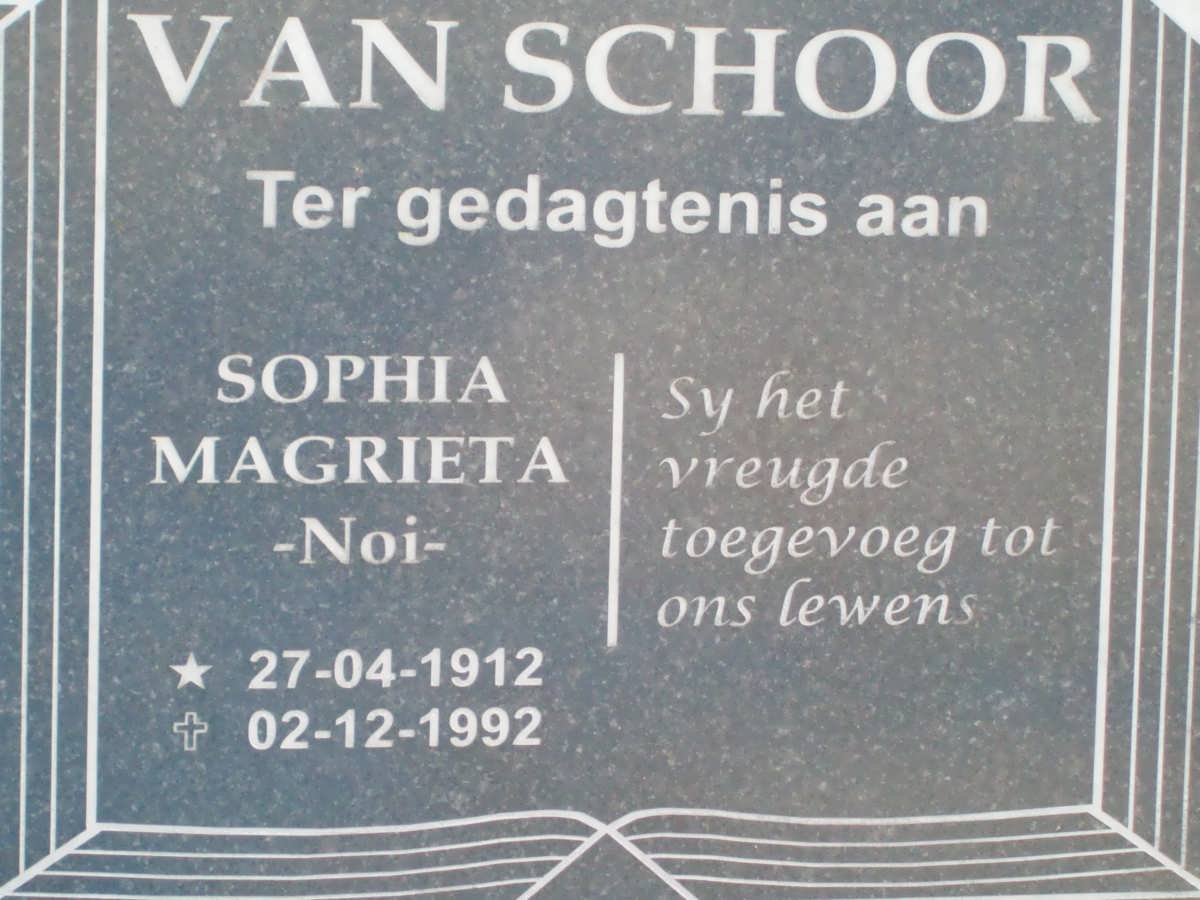 SCHOOR Sophia Magrieta, van 1912-1992