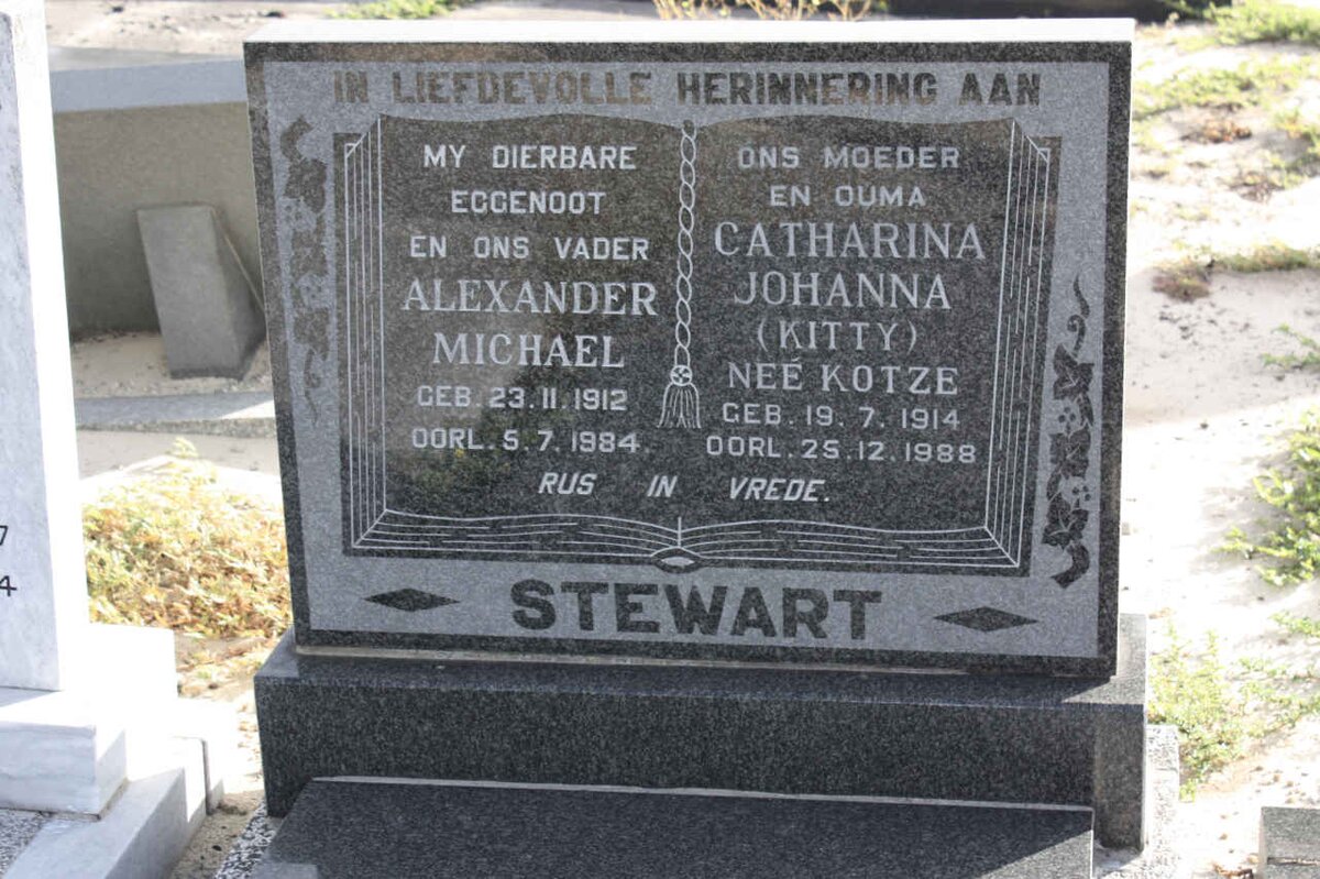 STEWART Alexander Michael 1912-1984 &amp; Catharina Johanna KOTZE 1914-1988