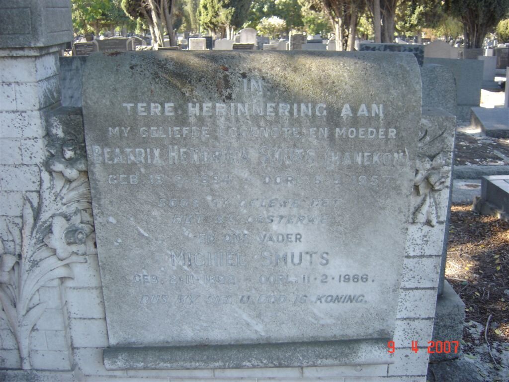 SMUTS Michiel 1892-1966 &amp; Beatrix Hendrina HANEKOM 1894-1957