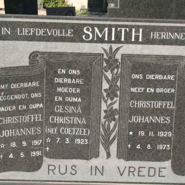 SMITH Christoffel Johannes 1917-1991 &amp; Gesina Christina COETZEE 1923- :: SMITH Christoffel Johannes 1929-1973