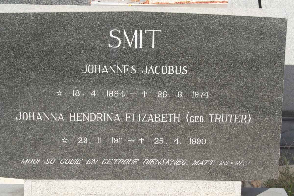 SMIT Johannes Jacobus 1894-1974 &amp; Johanna Hendrina Elizabeth TRUTER 1911-1990