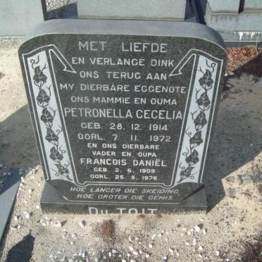 TOIT Francois Daniël, du 1909-1976 &amp; Petronella Cecelia 1914-1972
