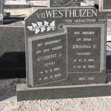 WESTHUIZEN Gysbert J., van der 1913-1972 &amp; Johanna E. 1914-1995