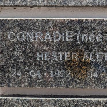 CONRADIE Hester Aletta nee STONE 1932-2018