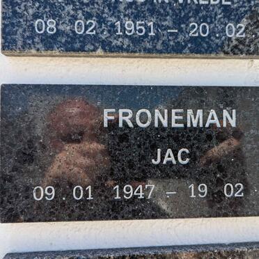 FRONEMAN Jac 1947-2018