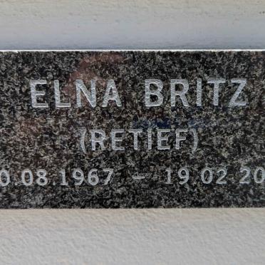 BRITZ Elna nee RETIEF 1967-2011