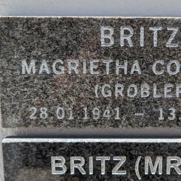 BRITZ Magrietha Cornelia nee GROBLER 1941-2014