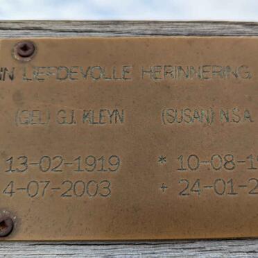 KLEYN G.J. 1919-2003 &amp; N.S.A. 1916-2006