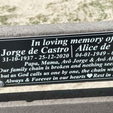 CASTRO Jorge, de 1937-2020 &amp; Alice 1949-2022