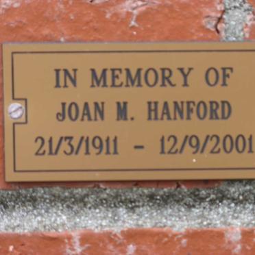 HANFORD Joan M. 1911-2001