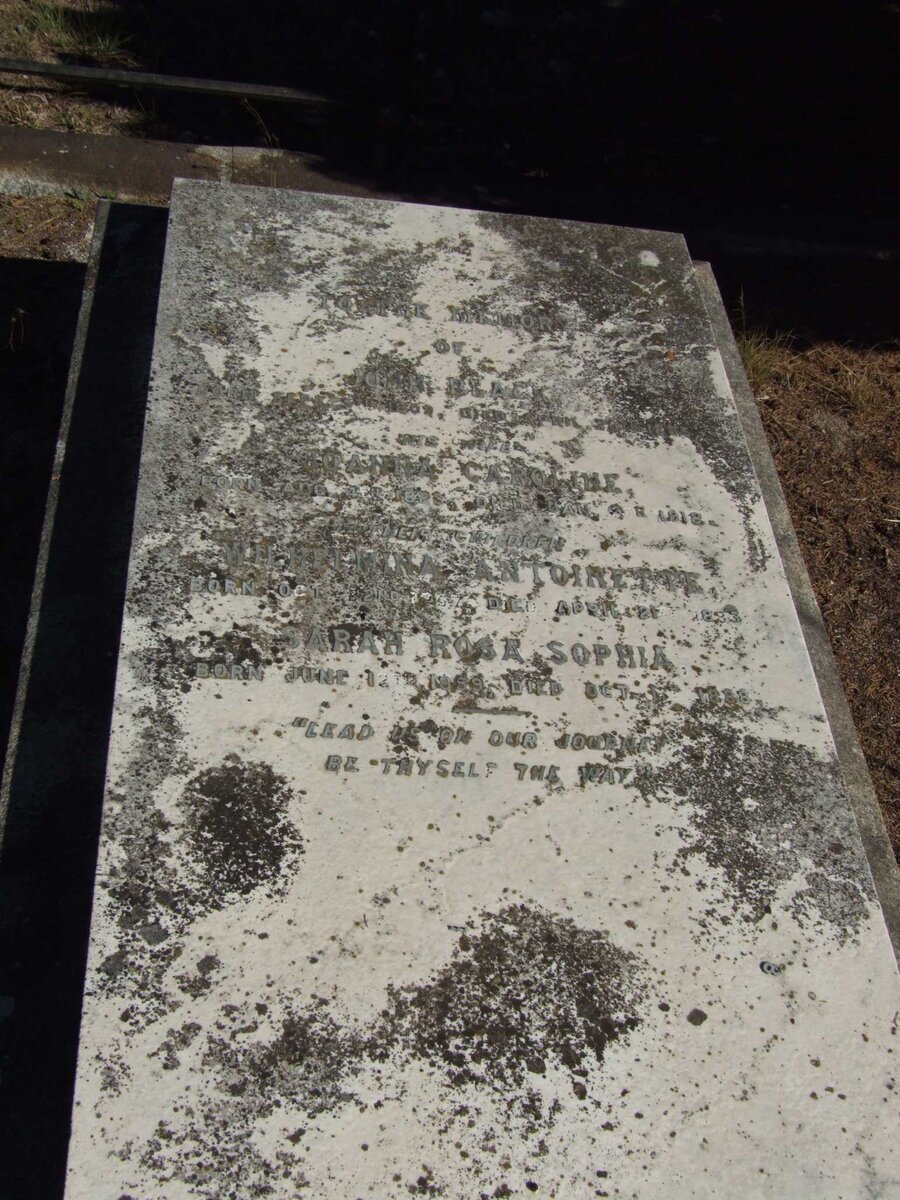 BLACK John 1809-18?? &amp; Joanna Caroline 1823-1918