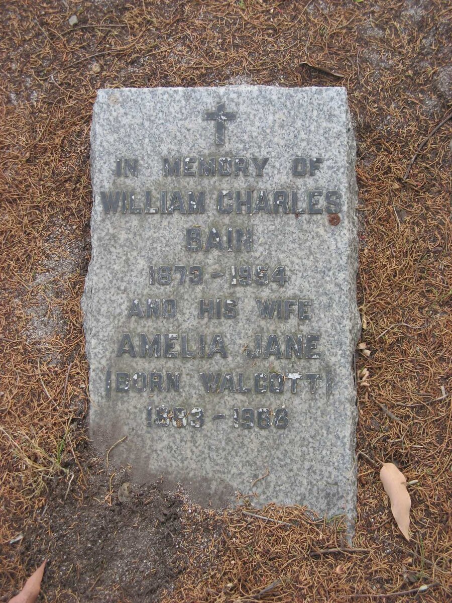 BAIN William Charles 1873-1954 &amp; Amelia Jane WALCOTT 1883-1968