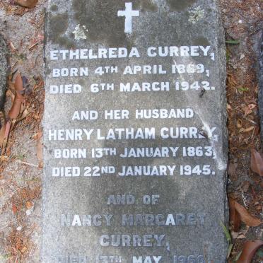 CURREY Henry Latham 1863-1945 &amp; Ethelreda 1869-1942 :: CURREY Nancy Margaret -1968