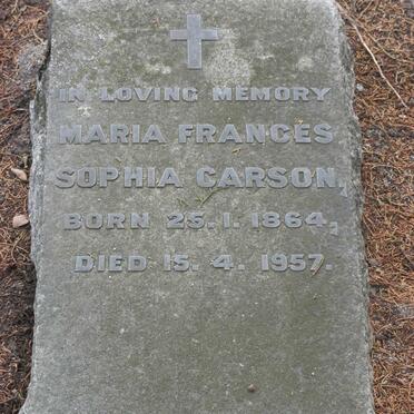 CARSON Maria Frances Sophia 1864-1957