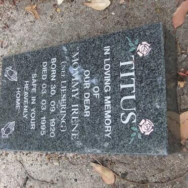 TITUS Irene nee LIESERING 1920-1995