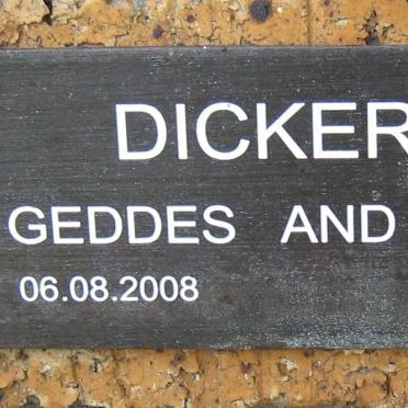 DICKERSON George Geddes 1921-2008 &amp; Cynthia Adelaide 1932-1997