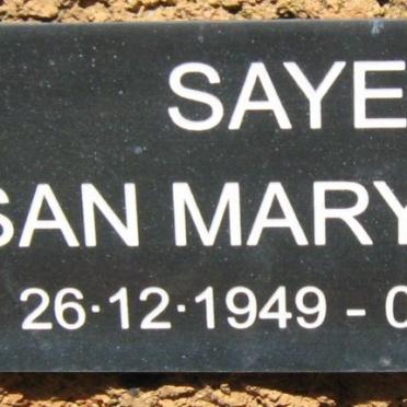 SAYERS Susan Mary Lucraft 1949-2002