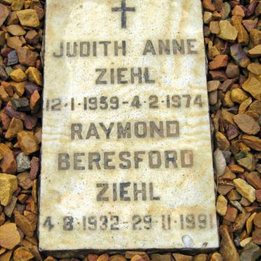 ZIEHL Raymond Beresford 1932-1991 :: ZIEHL Judith Anne 1959-1974