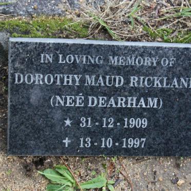 RICKLAND Dorothy Maud nee DEARHAM 1909-1997