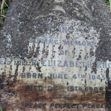 RHODE Esther Elizabeth -1945-1905