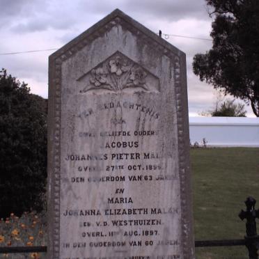 MALAN Jacobus Johannes Pieter -1899 &amp; Maria Johanna Elizabeth V.D WESTHUIZEN -1897