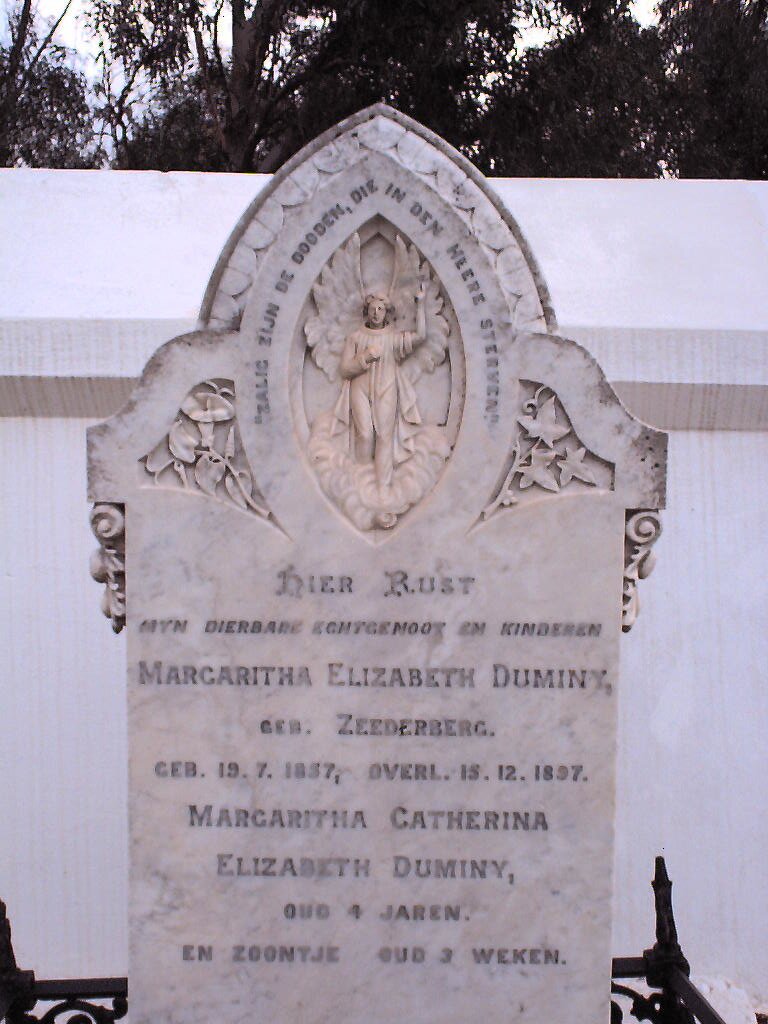 DUMINY Margaretha Elizabeth Duminy nee ZEEDERBERG 1857-1897 :: DUMINY Margaritha Catharina Elizabeth :: DUMINY Baby Boy