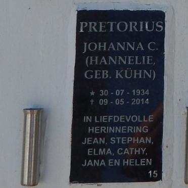 PRETORIUS Johanna C. nee KUHN 1934-2014