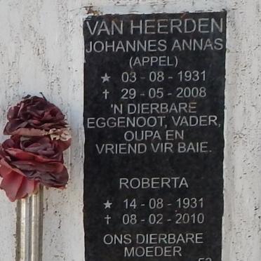 HEERDEN Johannes Annas, van 1931-2008 &amp; Roberta 1931-2010
