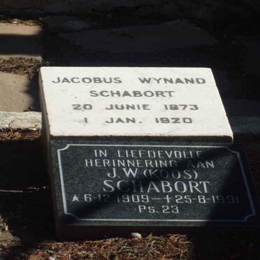 SCHABORT Jacobus Wynand 1873-1920 :: SCHABORT J.W.  1909-1991