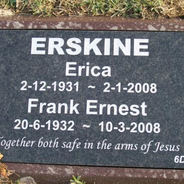 ERSKINE Frank Ernest 1932-2008 &amp; Erica 1931-2008