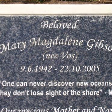 GIBSON Mary Magdalene nee VOS 1942-2005