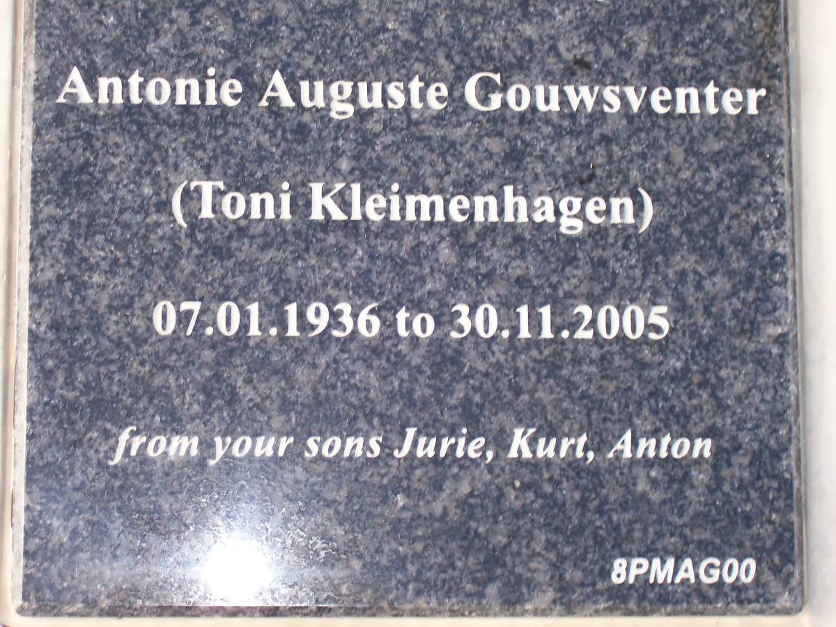 GOUWSVENTER Antonie Auguste nee KLEIMENHAGEN 1936-2005