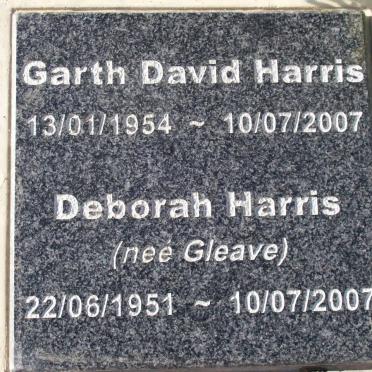 HARRIS Garth David 1954-2007 &amp; Deborah GLEAVE 1951-2007