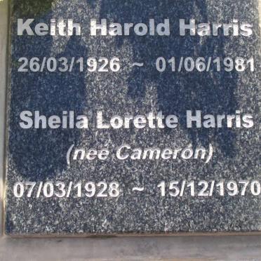 HARRIS Keith Harold 1926-1981 &amp; Sheila Lorette CAMERON 1928-1970